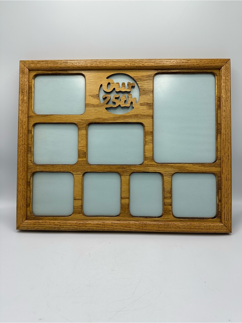 Vtg Solid Oak Wood Collage Photo FRAME Gallery Wall cottagecore 25th Anniversary